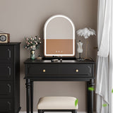 Black Vanity Set with LED Mirror and Cushioned Stool