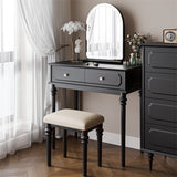 Black Vanity Set with LED Mirror and Cushioned Stool