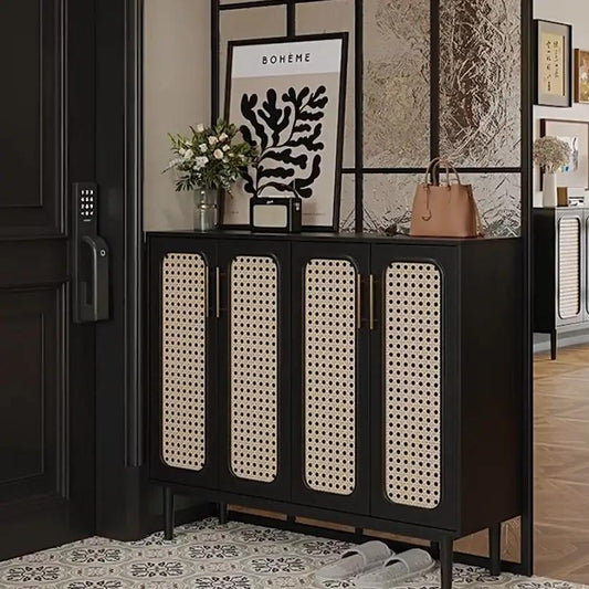 Free-standing Rattan Shoe Storage Cabinet