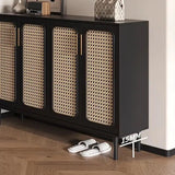 Free-standing Rattan Shoe Storage Cabinet