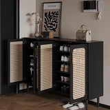 Free-standing Rattan Shoe Storage Cabinet