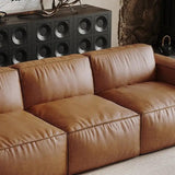 Modular Brown Leather Sofa - 3 Seater