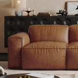 Modular Brown Leather Sofa - 3 Seater