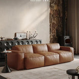 Modular Brown Leather Sofa - 3 Seater