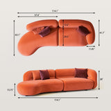 Deep Seat Minimalist Curved Sofa Sectional Couch
