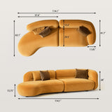 Deep Seat Minimalist Curved Sofa Sectional Couch