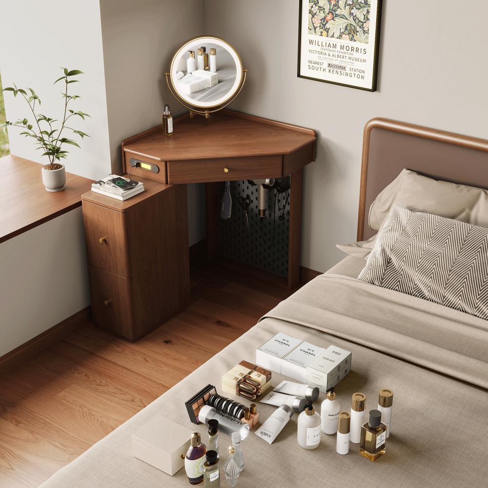 Small Corner Makeup Vanity Cupboard Dressing Table