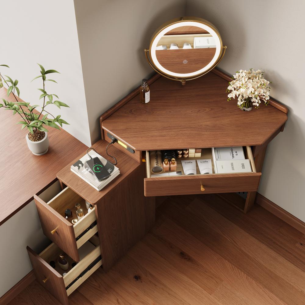 Small Corner Makeup Vanity Cupboard Dressing Table