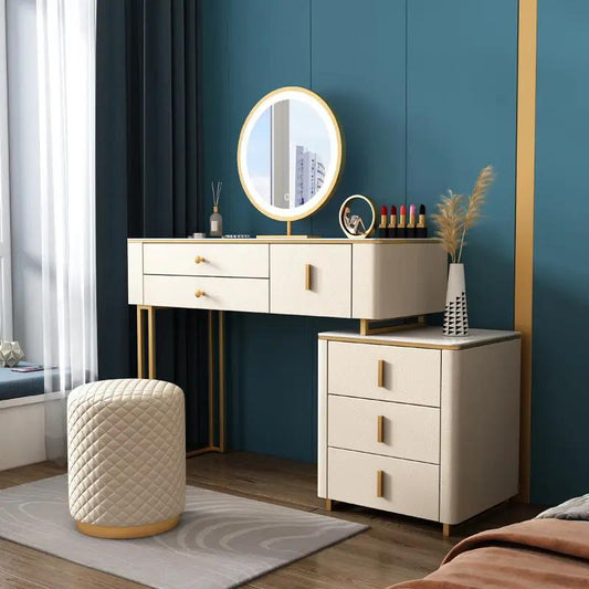 Makeup Vanity Table with 6 Solid Wood Drawers