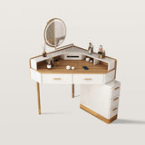 Corner Makeup Vanity Table Set with 5 Drawers