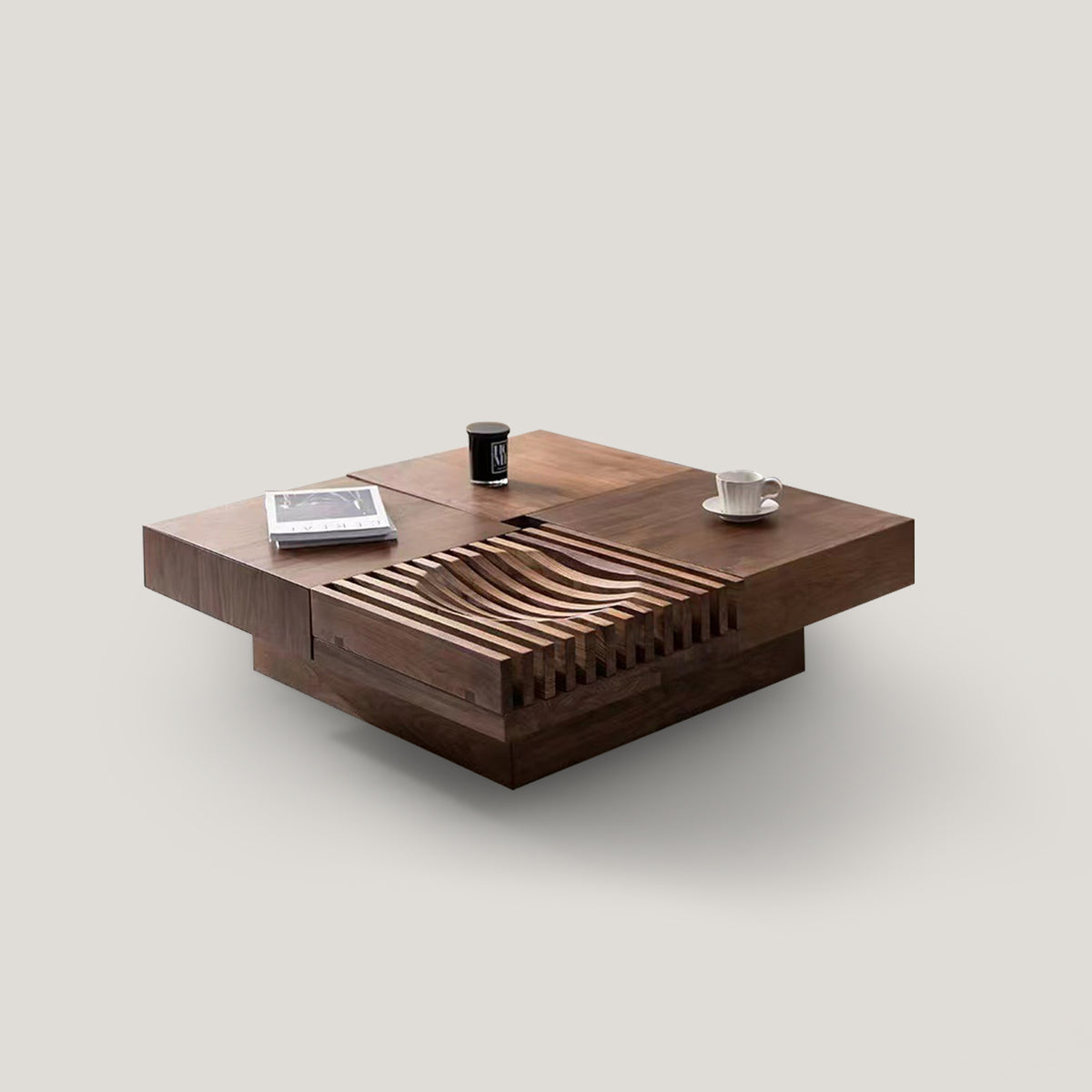 Modern Square Walnut Coffee Table