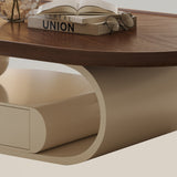 Modern Wood Oval Coffee Table for Livingroom