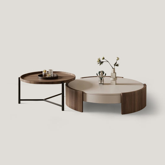 Modern Style Round Coffee Table with Storage