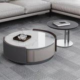 Gray Stone Modern Round Coffee Table TV Stand