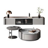 Gray Stone Modern Round Coffee Table TV Stand