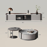 Gray Stone Modern Round Coffee Table TV Stand