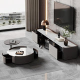 Gray Stone Modern Round Coffee Table TV Stand