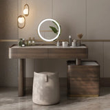 Mid-century Modern Makeup Vanity Table with Marble Top and LED Mirror