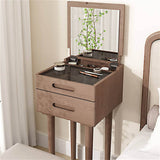 Modern Makeup Vanity Table with Flip-Top Mirror and Stool