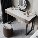 Modern Makeup Vanity with Marble Countertop and Lighted Mirror