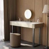 Modern Makeup Vanity with Marble Countertop and Lighted Mirror