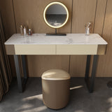 Modern Makeup Vanity with Marble Countertop and Lighted Mirror