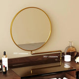 Mid-Century Modern Makeup Vanity with Rotating Mirror and Stool