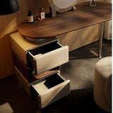 Modern Walnut Makeup Vanity with Comfortable Stool