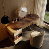 Modern Walnut Makeup Vanity with Comfortable Stool