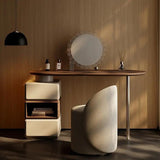 Modern Walnut Makeup Vanity with Comfortable Stool