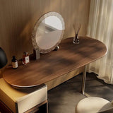 Modern Walnut Makeup Vanity with Comfortable Stool