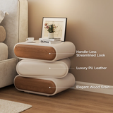 Modern Minimalist Nightstand with 3 Wooden Drawers
