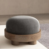 Modern Entryway Round Stool Solid Wood Change Shoe Bench