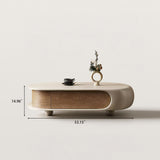 Modern Pebble Curved Coffee Table with Storage