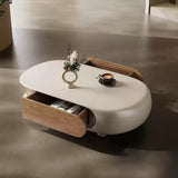 Modern Pebble Curved Coffee Table with Storage