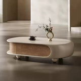 Modern Pebble Curved Coffee Table with Storage