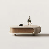 Modern Pebble Curved Coffee Table with Storage