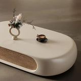 Modern Pebble Curved Coffee Table with Storage