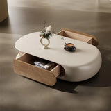 Modern Pebble Curved Coffee Table with Storage