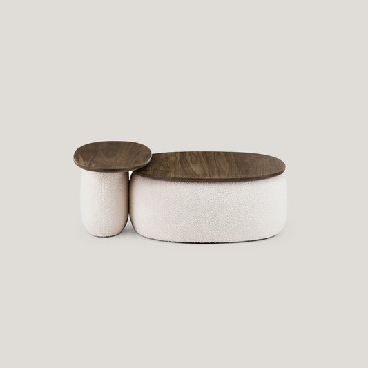 Modern Boucle Upholstered Coffee Table and Side Table