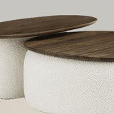 Modern Boucle Upholstered Coffee Table and Side Table