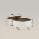 Modern Boucle Upholstered Coffee Table and Side Table