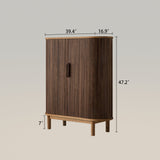 Mid-Century Modern Shoe Storage Cabinet with Sliding Doors