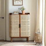 2 Door Rattan Shoe Cabinet for Storage