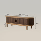 Wood TV Stand Media Console with 2 Roller Shutter Door