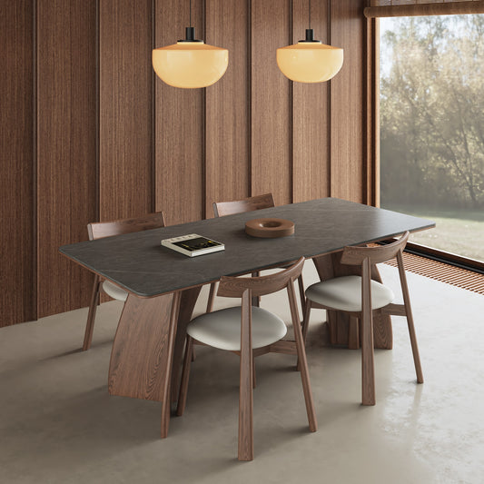 Modern Rectangle Dining Table Set Wooden Base Desk Set