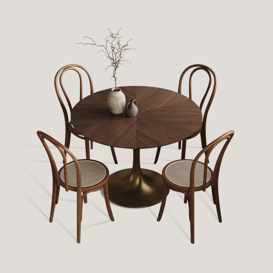 Retro Solid Wood Small Round Dining Table