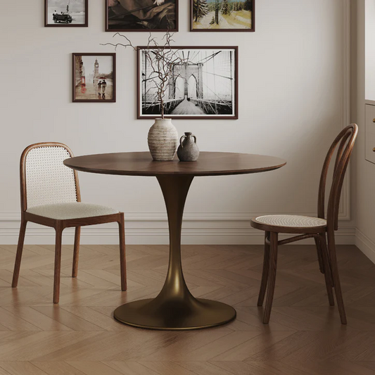 Retro Solid Wood Small Round Dining Table