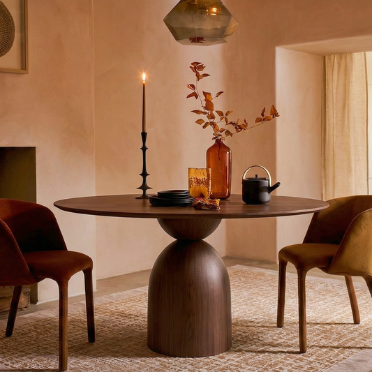 Mid Century Dining Table Set With 360° Rotating Lazy Susan