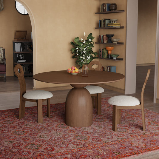 Mid Century Dining Table Set With 360° Rotating Lazy Susan